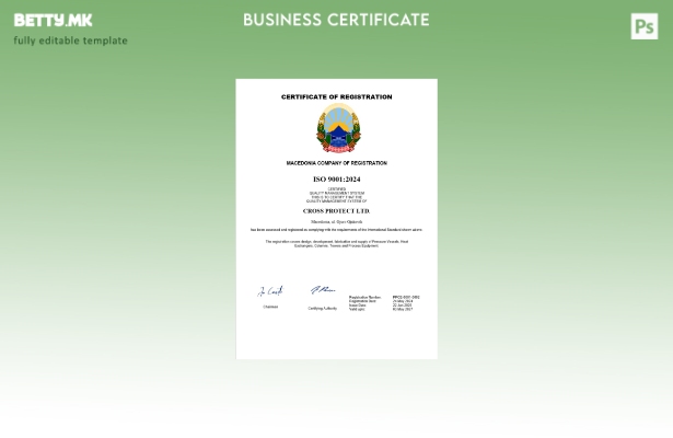 модерен стил Македонија сертификат за регистрација на бизнис Шаблон за Word и PD